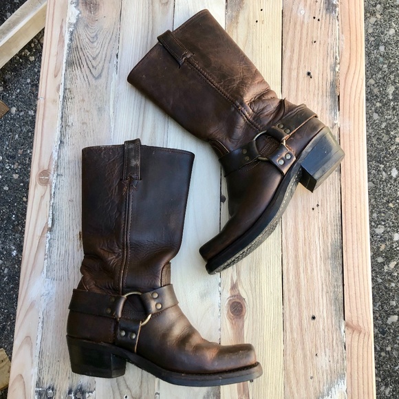 Frye Shoes - Frye Leather Pull On Harness Boots in Cognac Sz. 7